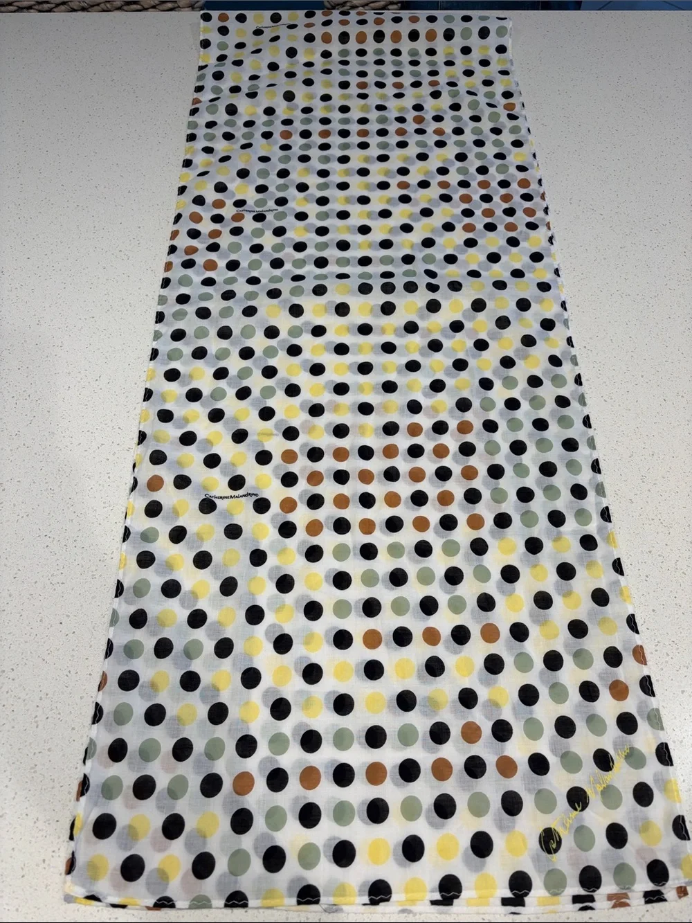 Catherine Malandrino Polka Dot Sheer Scarf in Black, Yellow, Brown, Green